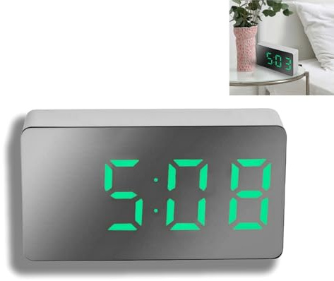 QinZiEn Sveglia digitale, piccolo orologio digitale, sveglia da viaggio, mini display a LED Al-arm Cloc-k con temperatura, allarme per camere da letto, scrivania Cl-ock, Digi-tal Clo-ck a batteria