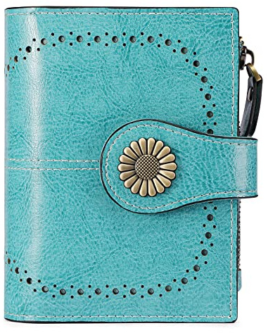 SENDEFN Portefeuille à rabat en cuir véritable avec blocage RFID pour femme, porte-cartes avec 16 emplacements pour cartes, S, Moderne