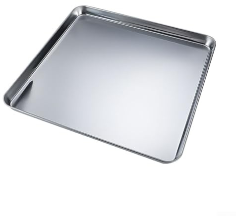 Rostfritt stål bakning kakplåt, professionell ugnsbakbricka, non-stick bakredskap, köksverktyg, diskmaskinssäker (30 x 30 x 2,5 cm)