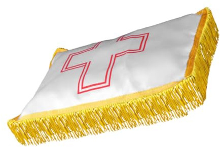 SOPOTUTU Couvre Urne Funéraire Soie Haute Qualité Tissu Imprimé Croix Housse de Cendres Blanche pour Crémation et Décoration Funéraire