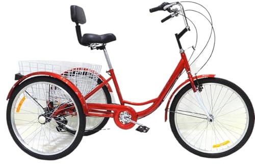 Justerbar lastcykel, Vuxen trehjuling 24 tum 7-växlad kolstål 120 kg Kapacitet Flerfärgad