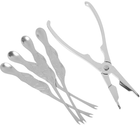 GATHINESS Herramientas para Mariscos 5 Piezas Azul Modí Kit para Comer Cangrejos Tijeras y Pinzas Multiusos para Abrir Langostas y Camarones en Cocina y Comedor