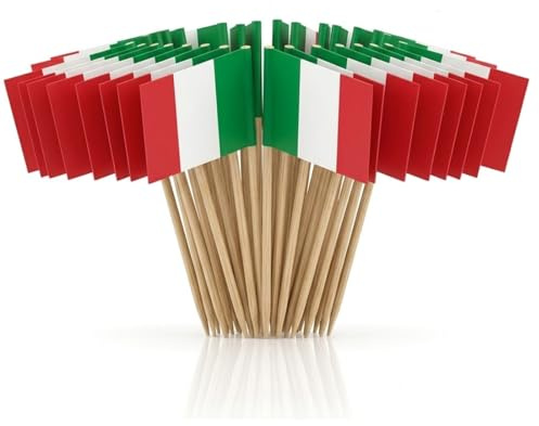 HAPZUR 100 Pezzi Bandiera Italia Stuzzicadenti, Cocktail Stick Bandiere Mini Bandiera Cupcake Toppers Stick per Festa, Torta, Piatti, Festa Pub Decorazione, 2026 Coppa del Mondo decorazioni