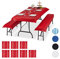 Relaxdays 24 x Bierzeltgarnitur Auflage, 8 Biertisch Tischdecken 250x100cm, 16 Bierbankauflagen 250x55cm, Outdoor, abwaschbar, rot