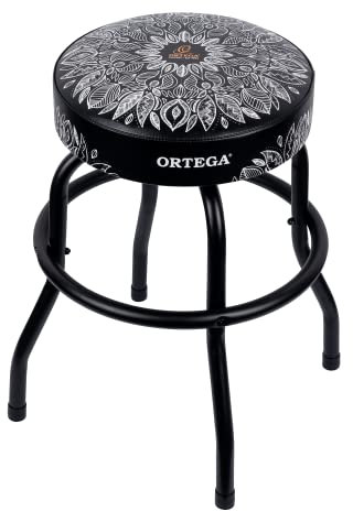 Ortega Guitars gepolsterter Stage Hocker – für Bühne, Bar, Studio, Showroom – 61 cm Höhe – White Kaleidoscope (OBS24-WHKC)