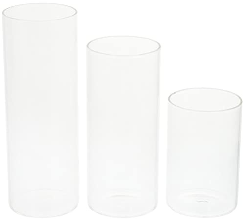 Angoily Lot de 3 Vases Cylindriques en Verre Vases Cylindriques en Verre Transparent pour Centres de Table Bougeoirs Ouragan en Verre pour Bougies Piliers Vase Flottant pour Décoration de