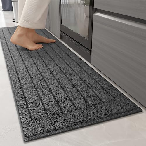 COLOR&GEETRY Tappeto Cucina Antiscivolo e Lavabile in Lavatrice, Passatoia Cucina con Ammortizzazione, Morbida e Assorbente, Tappeti Runner per Sala Da Pranzo, Cucina e Soggiorno (44x200cm, Grigio)