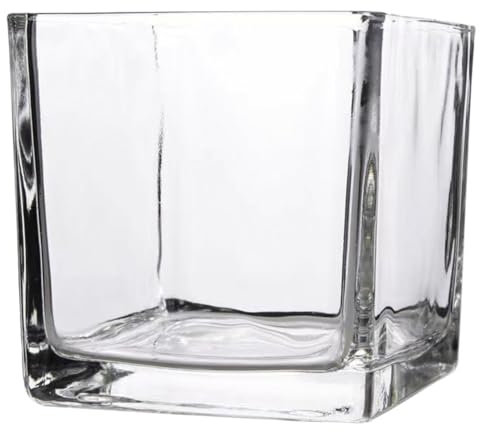STOBAZA Jarrón De Cristal Cuadrado 10X10cm Florero De Cubo Transparente Macetero Hidropónico Portavelas para Mesa De Boda Centro De Mesa Decoración De Oficina En El Hogar