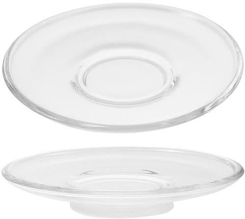 Warmhm 2pcs Glass Saucer Clear Coffee Plates Coffee Saucer Candy Serving Dish Appetizer Plates Tea Cups Saucers Clear Dessert Plates Saucers Plates See Snack Bowl Table re-usable