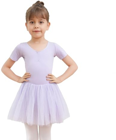 Dmwhsy Abito da Balletto con tutù per Ragazze Costume con Spalline Incrociate Gonna tutù Justaucorps per la Ginnastica Costumi in Cotone Abbigliamento da Danza