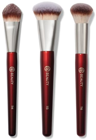 BK Beauty Core Teint Trio Makeup Brush Set (3 Pieces) - Foundation, Concealer and Blending Brushes for Liquid, Cream and Powder - Vegan, Cruelty Free, Ultra Soft Face Makeup Brushes
