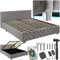 tectake® Chesterfield Schlafzimmer Bett mit Bettkasten, Polsterbett, Bett mit Stauraum, Doppelbett, Jugendbett, King Size Bed, Schlafbett, Gaming Bett mit LED, dunkelgrau, 180 x 200 cm