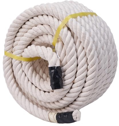 Natural White Cotton Rope 1/2 inch × 50 ft, 4-Strand Twisted Thick Rope for Crafts, Tug of War, Clothesline, Hanging, Porch Swing Bed, Pet Toys, Soft Craft Cotton Cord for Home/Outdoor Decoration