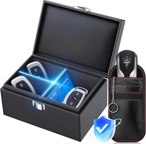 2025 Keyless Go Schutz Autoschlüssel Box mit Trennwand, Autoschlüssel Schutz Keyless Funkschlüssel Abschirmung RFID Autoschlüssel Safe Hülle Strahlenschutz Schlüsselbox