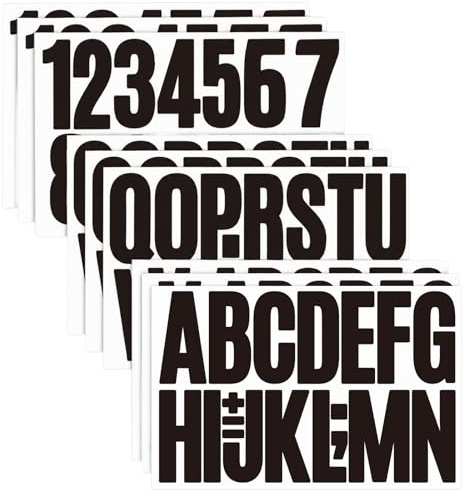 Cotabacuco Lettres Autocollantes 9 Pièces, Lettres adhésives noires 3 pouces, PVC imperméable, Autocollantes pour Boîtes aux Lettres et Décoration, Ensemble de Stickers de Chiffres, Accessoires de