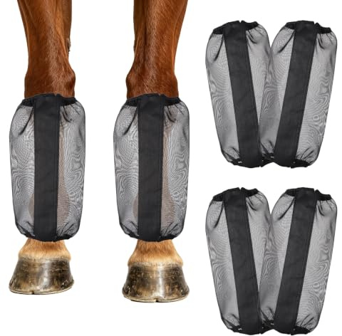 Gosknor 4pcs Guêtres Anti-Mouches Cheval en Maille Fine (Noires)