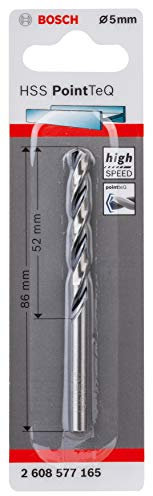 Bosch Professional Broca helicoidal HSS PointTeQ, para metal, 5 x 52 x 86 mm, accesorio de taladro