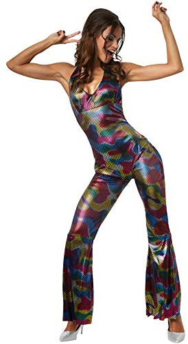 dressforfun 900468 - Damkostym Disco Diva, overall med halternecktopp och utsvängda ben