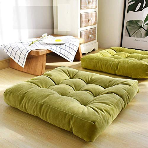 MSM Tatami Cuscini di Seduta, Oversize Quadrata Futon Tinta Unita Thick da Terra Bovindo Balcone Yoga Bella Anca Cuscino per Sedia-Verde 55x55x10cm
