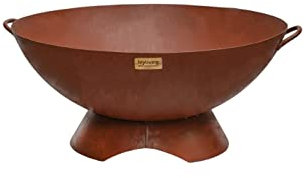 Ivyline Round Artisan Firebowl in Rust - UV Stable, Frost Resistant & Durable - Versatile Contemporary Outdoor Garden Cooking Firepit - H31cm x W71cm