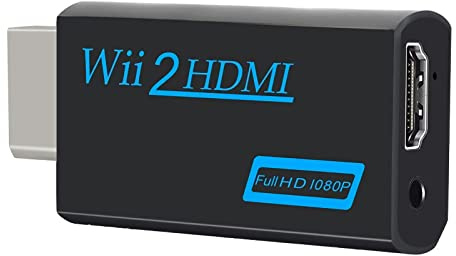 Wii hdmi-adapter, Wii till Hdmi-omvandlare, stöder alla 1080p Wii HD-adapter med 3,5 mm och Hdmi ljudutgång för Wii-monitor, TV, projektor (svart)