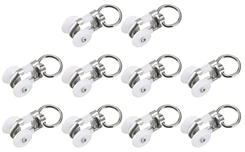 METALLIXITY Curtain Track Rollers (14mm/0.55) 20Pcs, Plastic Twin Wheeled Carriers Drapery Rail Sliding Gliders - for Home Window Curtain Tracks