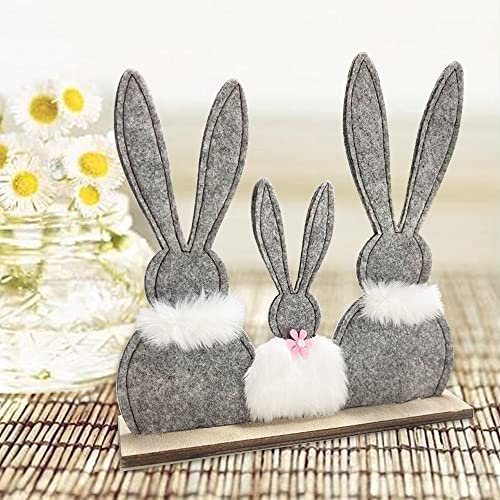 Osterhasen Deko Groß Filz, Osterdeko Holz Figuren Hase, Ostern Deko Tisch Set, Osterdeko Modern Niedliche, Ostern Dekoration Innen, Deko zum Hinstellen Aufsteller für Garten Spring Natürlich Holzhase