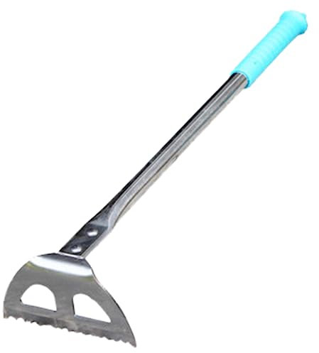 Jardinage en acier inoxydable Petite houe Outils de légumes ménagers Creuser pousses désherbage Take Sea Drive Pioche agricole Râteau à double usage Destructeur de pissenlit pour pelouse (A, 43 x 10,5