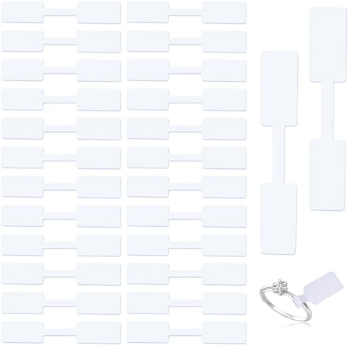 600PCS Jewellery Price Tags Stickers Rectangle Self-Adhesive Jewelry Identification Tags Blank Hang Tags Labels Ring Bracelet Sticker Barbell Label for Jewelry Display