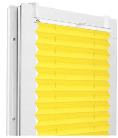 Fenster DEKOR - Plissee Klemmfix ohne Bohren Breite 80 cm x Höhe 120 cm - Fenster Plissees innen Gelb - Faltrollo Blickdicht - Faltrollos einfach zu montieren - Blissett Rollo