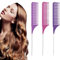 3 Pezzi Pettine a Coda Pettine Professionale Antistatico, Pettine Per Capelli Pettine Per Schiariture Capelli Pettine Per Meches Set Per Tinte,Adatto Per Uomini e Donne