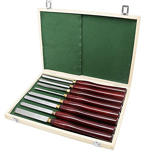 YAOBAO HSS Profi Drechselmesser Set 8 Teilig Für Anfänger Und Hobby-Drechsler,Stechbeitel Set Holz Schnitzwerkzeuge Holzdrehmaschinen Meißel Set Drechseleisen Drehmeißel Set Für Holzschnitzereien