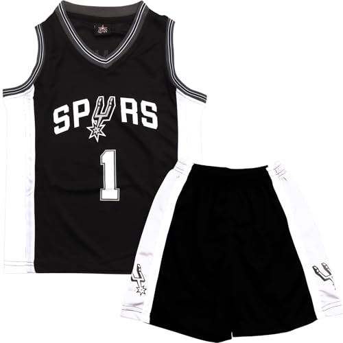 Maillot Basket Enfant 2 Pièces, Pop Tenue Basket Enfant, sans Manches Ensemble Basket Enfant, Maillot de Basket Enfant Juvénile, Maillot Basket Enfant et Shorts de 10-12 Ans,Noir,XL/160
