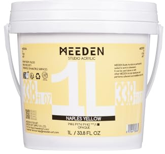MEEDEN Naples Yellow Acrylic Paint: 1 L /33.8 oz Heavy Body Gloss Non-Toxic - Professional Art Paints for Canvas, Wood, Craft Painting