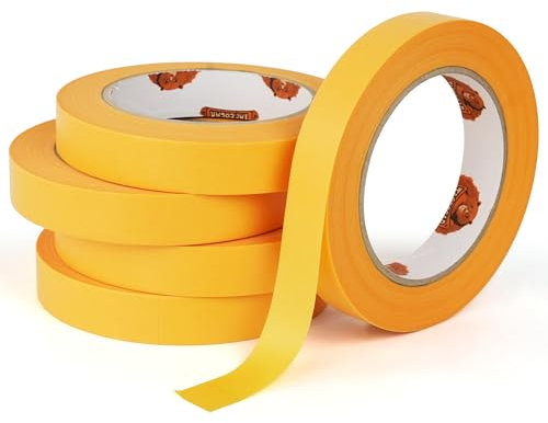 TAPEBEAR Cinta de Pintar Profesional Cinta de Enmascarar 19mm x 50m para Superficies Delicadas, Cinta de Carrocero Cinta Adhesiva para Interiores Pinturas y Barnices, 5Rollo