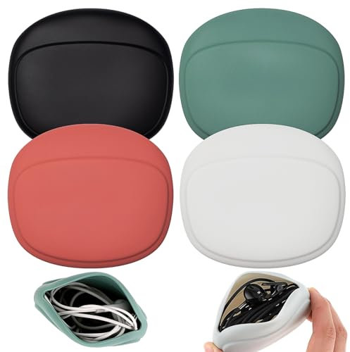 Porta Auricolari,4 Pezzi Custodia Cuffie in Silicone Morbido Custodia Auricolari Portatile Custodie per Cavi Dati per Auricolari Wired,Cavo USB,Piccoli Oggetti