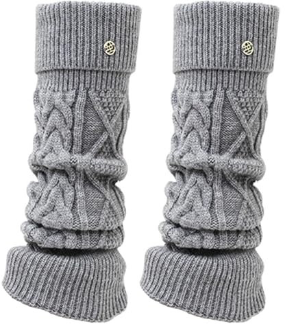 Andiwa Stulpen für Damen Mädchen aus Wolle Beinstulpen Gestrickte Beinlinge Leg Warmers Beinwärmer Flexibel Warme Kniewärmer Stiefelstulpen Langer Stulpensocken Beinwärmer (Grau, 40CM)