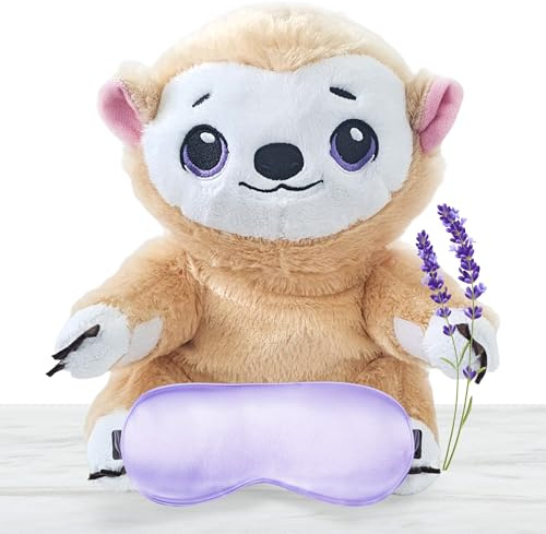 Microwavable Heating Pad for Period Cramps + Eye mask Heating padâMachine Washable Cover-Cute Stuffed Animal Heating Pad, Portable Menstrual Microwave Heating Pad-Lavender Scent (Hedgehog+Eye mask)
