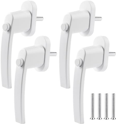 4 Piezas Maneta Puerta Aluminio, Maneta Puerta Exterior, Manilla Ventana Aluminio, Manilla Ventana Oscilobatiente, Manilla de Aluminio Blanco para Ventanas, manijas de ventana