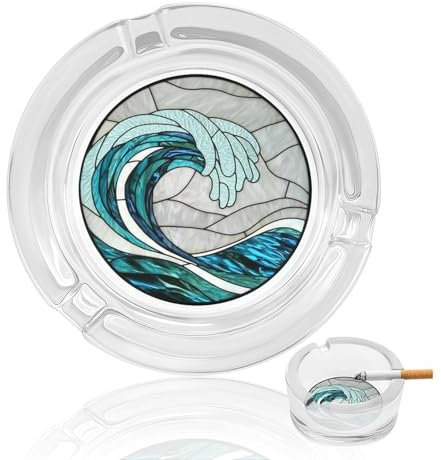 Posacenere in vetro colorato con grandi onde, per sigarette, portatile, decorativo, per la casa e l'ufficio