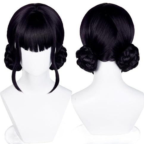 Anime-filmkaraktär cosplay-peruk, med 2 perukkepsar (beige och svart) för Cosplay, Comic Con, halloween och festevenemang (Zoe)