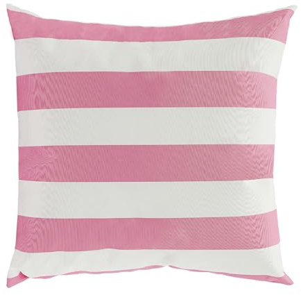 QIERF Outdoor Kissen wasserdichte Kissenfüllung Sofakissen 45x45cm, Streifenmuster, Unsichtbarer Reißverschluss für Garten, Balkon, Sofa und Strand (Lichtrosa, Weiß)