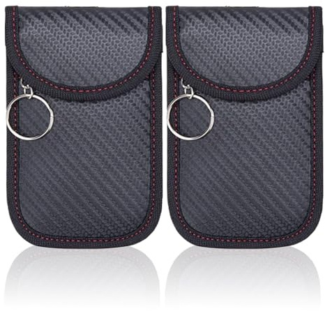 Zegnuem Etui Anti Rfid, 2 Pochettes Pochette Faraday Pochette Faraday Clé Voiture Protection pour Clés de Voiture, Anti-vol, Fixation Mousqueton, 12,5 x 8 cm, pour Homme et Femme (Noir)