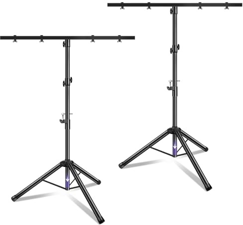 futrue-wolker 2 Stücke Lichtstativ mit Quertraverse, 1m-2,5m Höhenverstellbare DJ lichtstativ für Bühnenbeleuchtung & Konzerbeleuchtung, für bis zu 4 DJ Licht