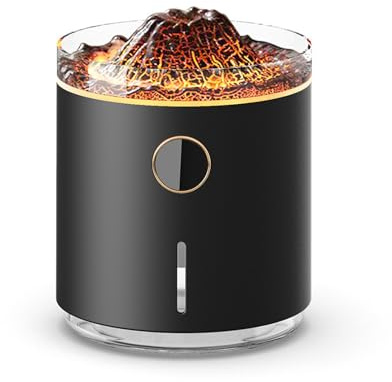 FUBESK Diffusore d'aria a fiamma e umidificatore con serbatoio d'acqua da 350 ml, 2 modalità e spegnimento automatico, per oli essenziali, nero o bianco
