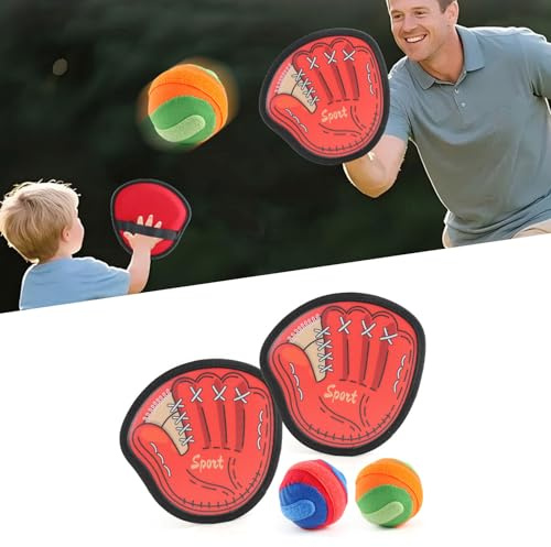 Eminchu Kasta och Fånga Bollspelset för Barn och Vuxna Roligt Utomhussportspel för Strand och Pool 2 Paddlar 2 Klibbiga Bollar (bollar+ paddlar)