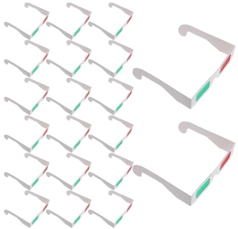 BUGUUYO Lunettes 3D en Papier Pliables, 20 pièces, Verres Rouges et Verts, pour Films et séries TV, Effet 3D Net et, pour Enfants et Adultes