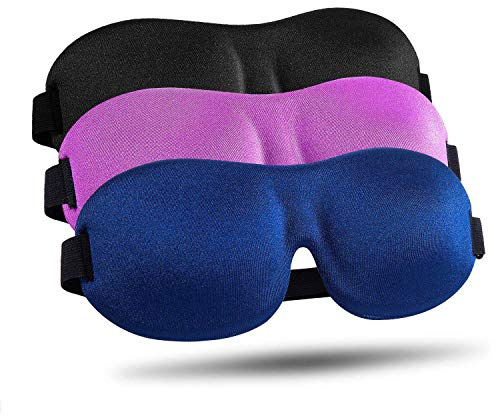 LKY DIGITAL Sleep Mask for Side Sleeper 3 Pack, Blackout 3D Eye Mask for Sleeping, Night Blindfold for Men Women
