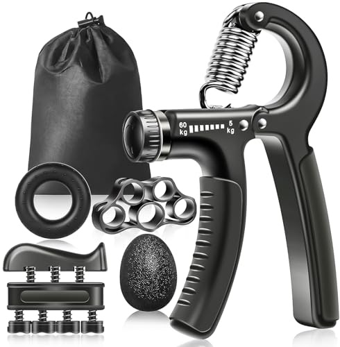 Vicloon Hand Grips Strengthener,5 Pack Adjustable Resistance 11-132Lbs (5-60kg) Forearm Strengthener with Counter, Finger Exerciser, Stress Relief Grip Ball for Strong Wrists Fingers Forearm Hands