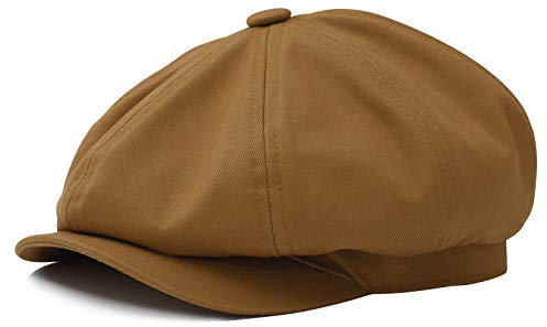 BOTVELA Men's Newsboy Flat Cap 100% Cotton Gatsby Ivy Golf Cabbie Hat (Brown, 7 3/8)